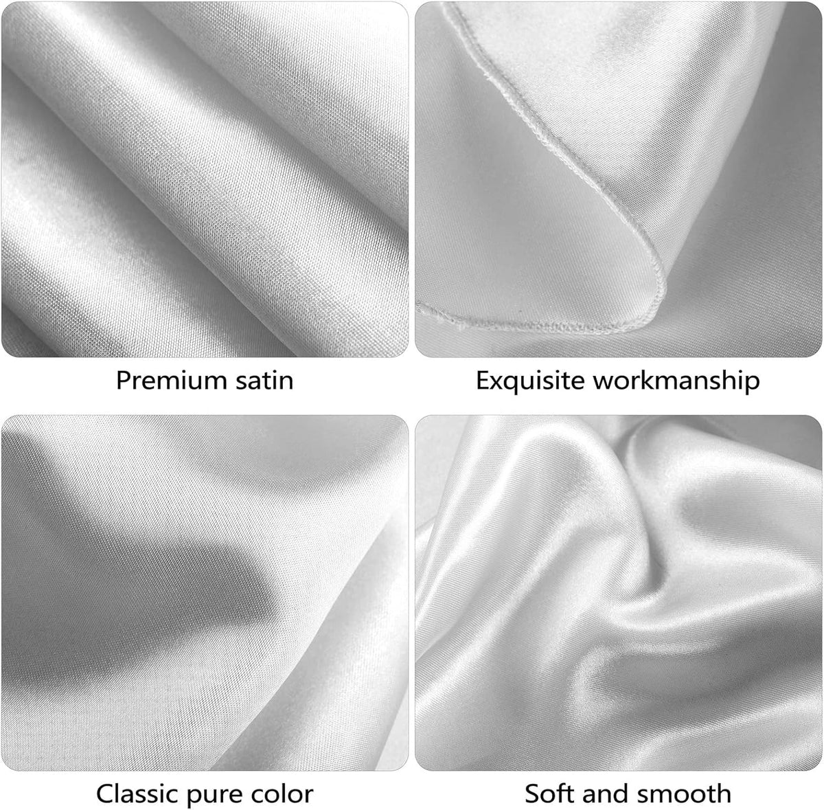 Ruisita 120 Inches Round Satin Tablecloths Silver Overlay Round Satin Table Cover Bright Silk