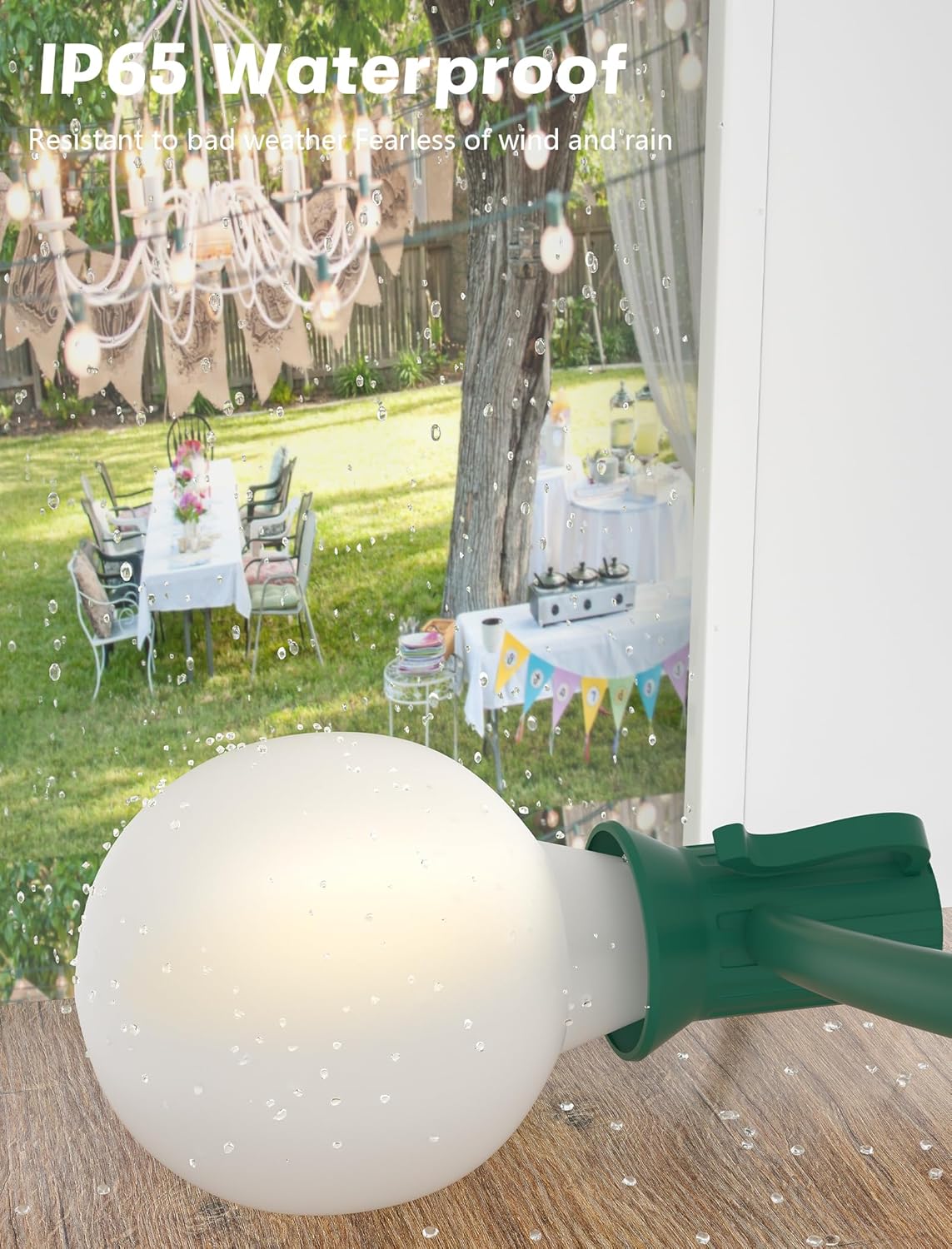 SUNSGNE 25Ft Globe Christmas Lights Outdoor, G40 LED Round Christmas Lights with 27 LED Frosted