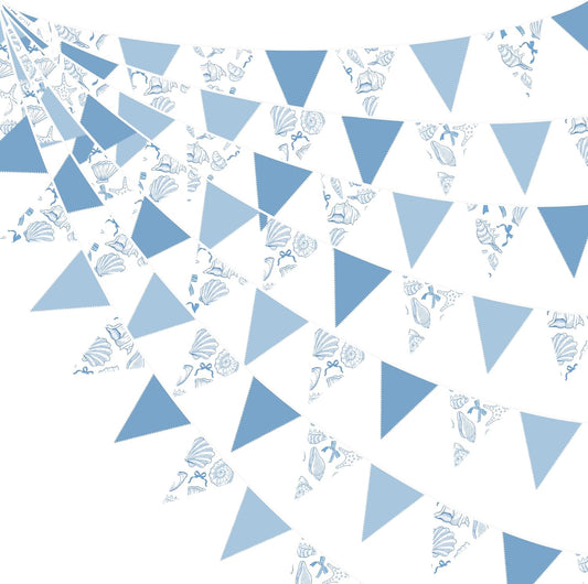 32Ft Ocean Coastal Nautical Beach Party Decorations Blue Bow Starfish Seashell Fabric Pennant