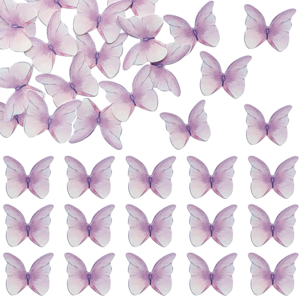 Ephlyn 48Pcs Edible Butterfly Cupcake Toppers Cute 3D Butterfly Cake Picks for Baby Shower Bridal