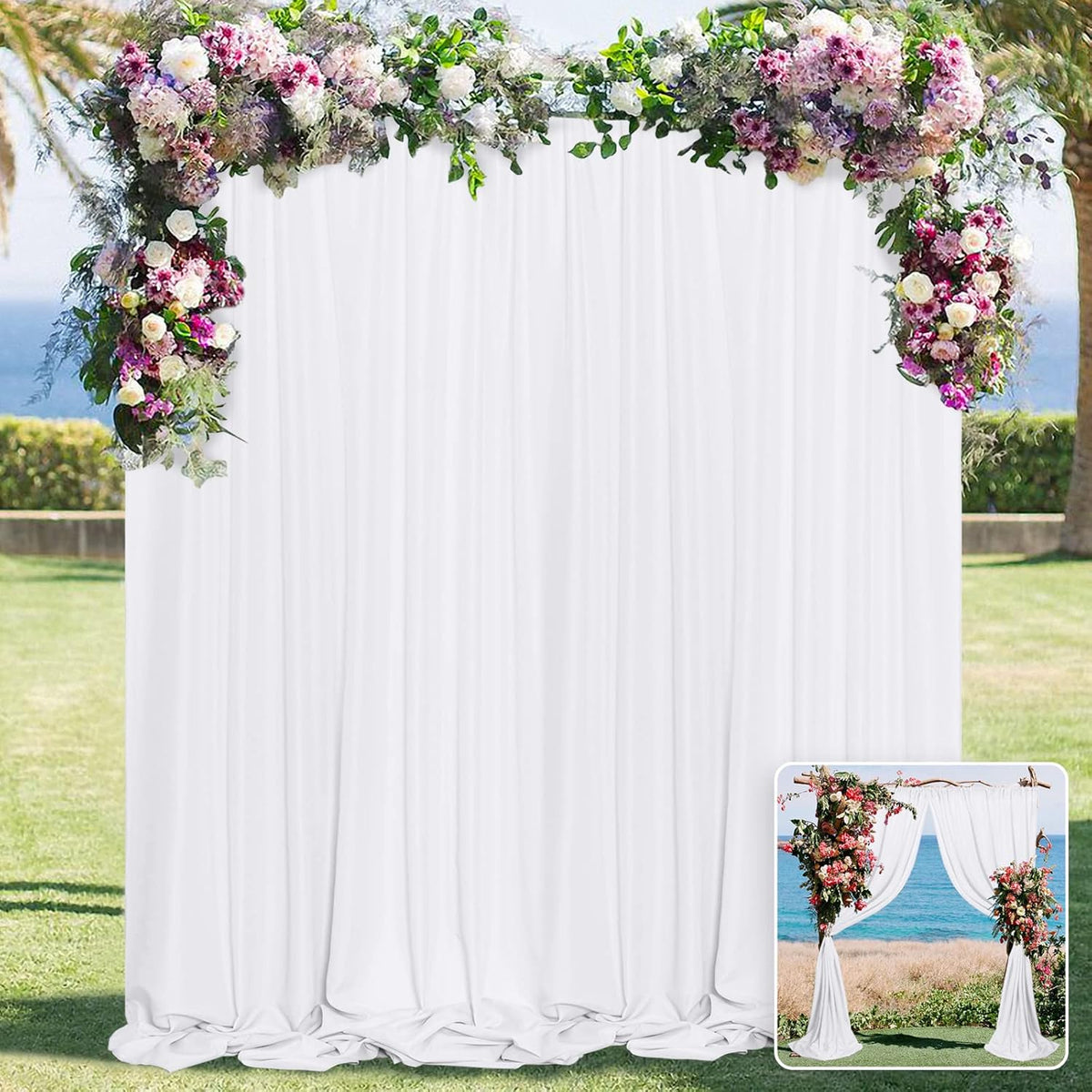 White Backdrop Curtain for Wedding Decor Holiday Party - White Wedding Backdrop Polyester