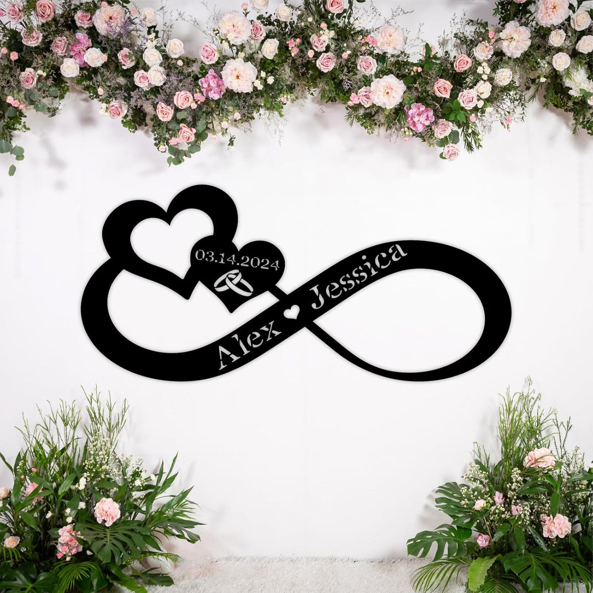 Infinity Heart Metal Wall Decor, Unique Infinity Heart Wall Decor Love Sign Plaque Steel Art