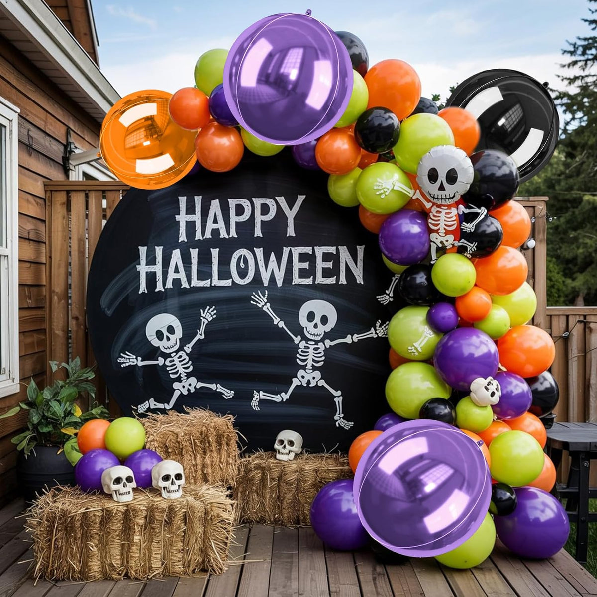 Halloween Black and Orange Foil Balloons, 6 Pcs Large Metallic Orange Black Purple Giant 4D Round