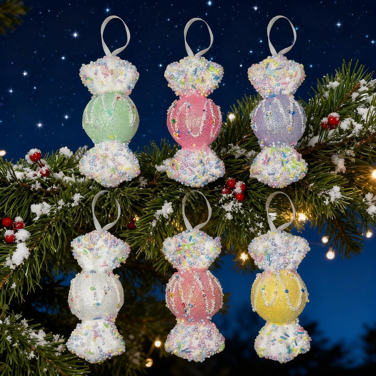 LANGXUN 6pcs Candy Land 2025 Xmas Birthday Party Wedding Suppiles Decoration, Hanging Candy Cane