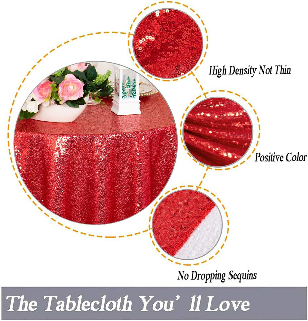 ShinyBeauty Red Table Cloths for Christmas 2 Packs, 72X72 Inch Sequin Tablecloths Square Shimmer