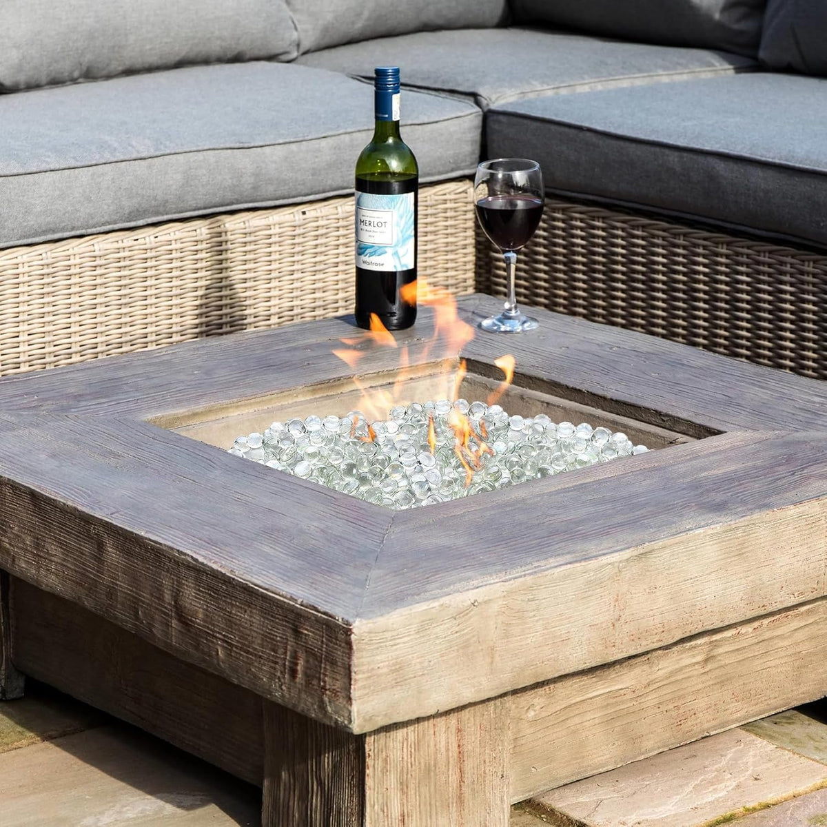 20 Pounds Firepit Glass, 3/4 Inch Glass Beads, Rocks for Fire Pit Table, Fireplace and Fire Bowl