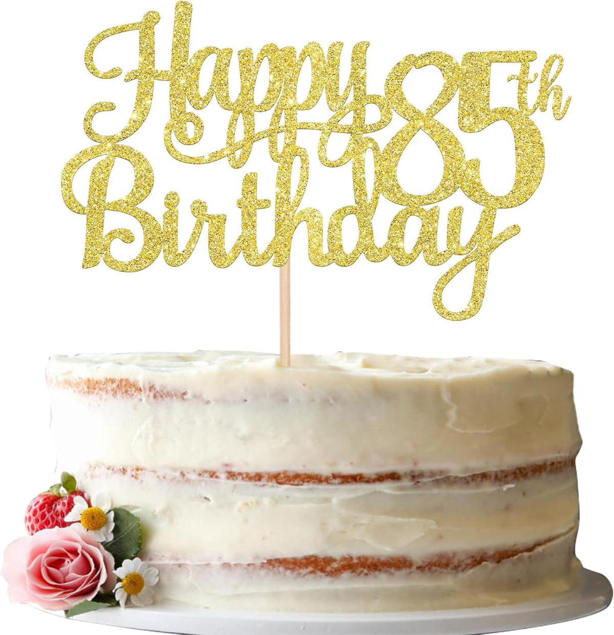 1 PCS Happy 85th Birthday Cake Topper Gold Glitter Cheers to 85 Years Birthday Cake Pick 85