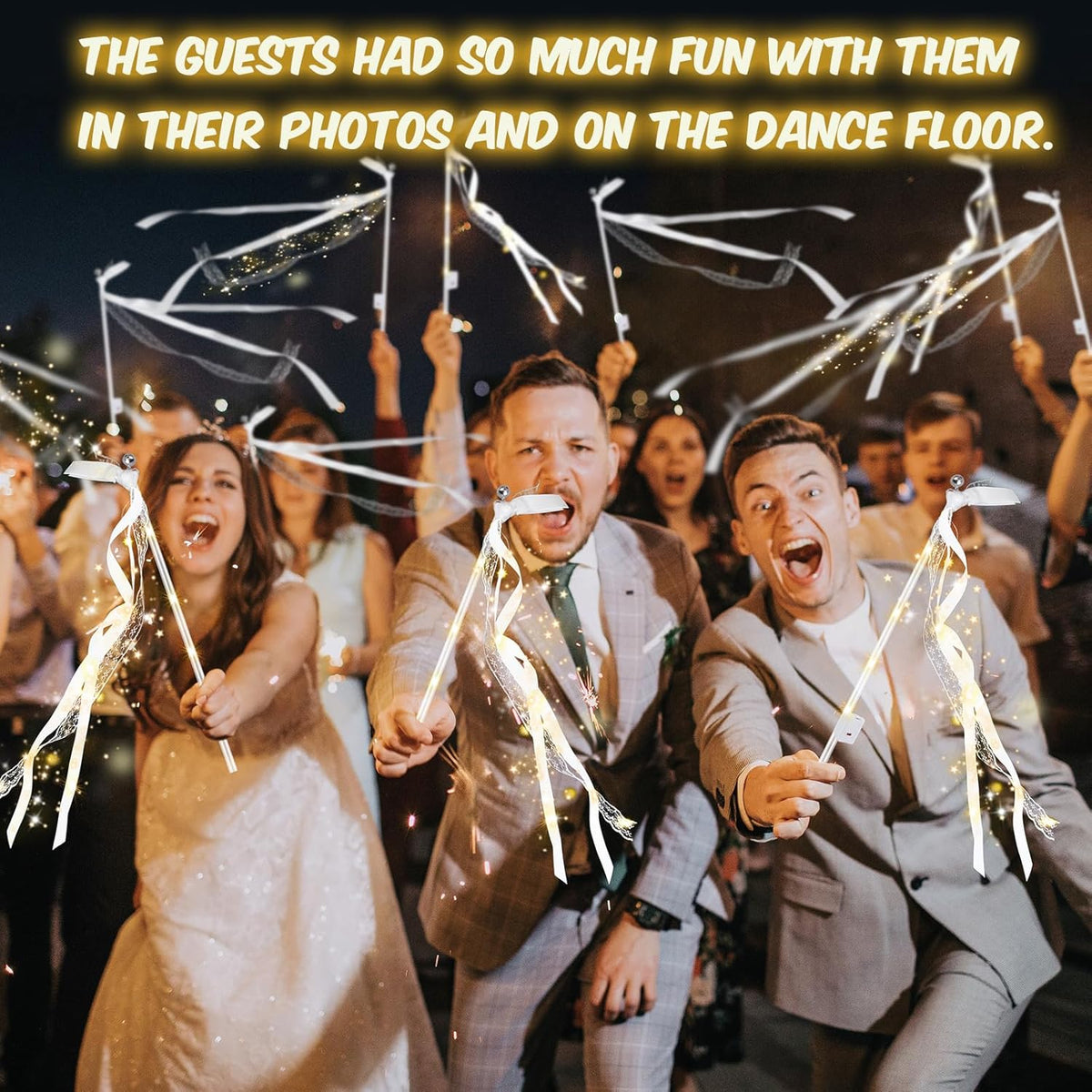 100PCS Light up Wands for wedding, Wedding Wands Streamers with 3 Colorful Flashing Modes, Fairy