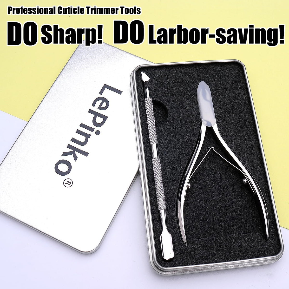 LePinko Salon-Quality Cuticle Trimmer with Cuticle Pusher, Super Labor-saving Cuticle Cutter, Sharp