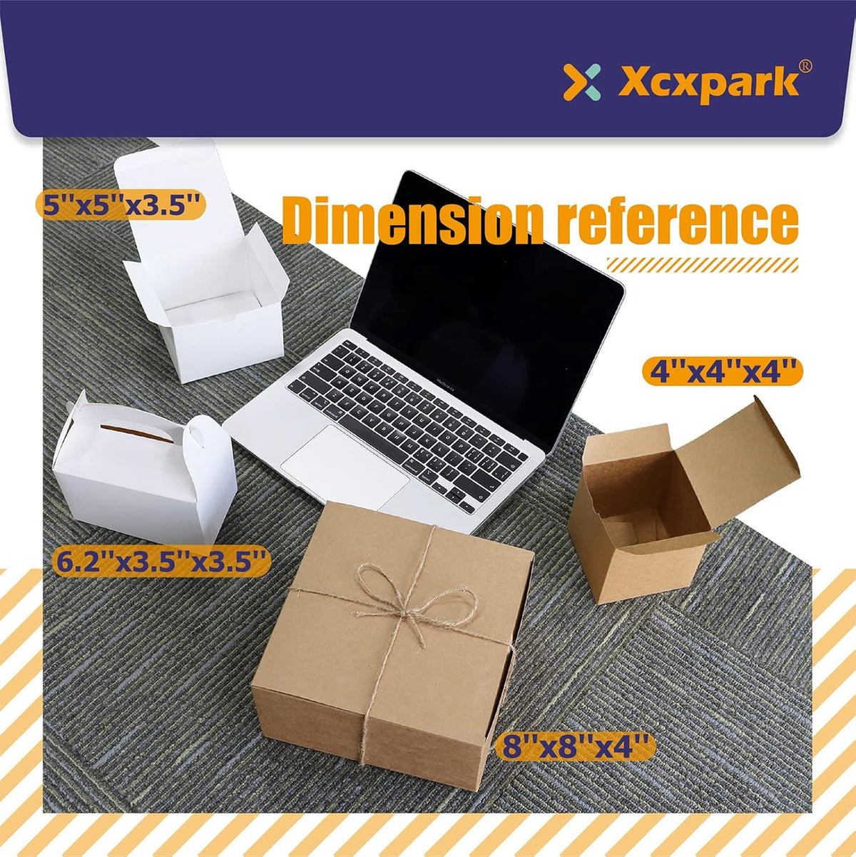Xxcxpark 24 PCS Brown Kraft Gift Boxes 6.25x3.5x3.5, Decorative Party Favor Gift Packaging Box with