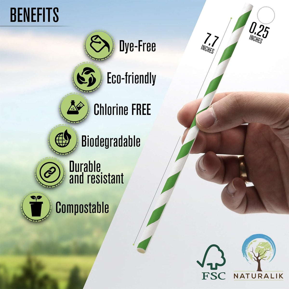 300-Pack Multi-Color Extra Durable Paper Straws - Biodegradable Premium Paper Straws for Juices