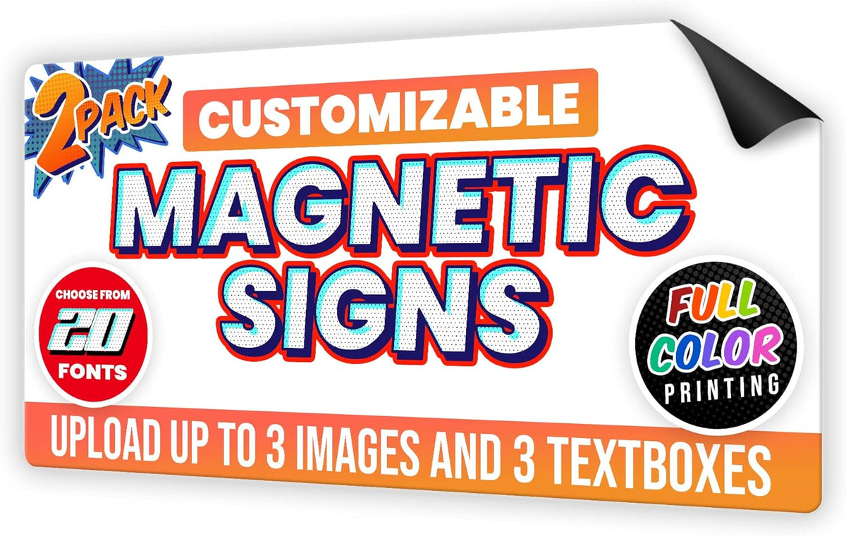 2-Pack,12"x24" Custom Magnet Signs in Full Color for Business and Advertising, 30 mil Customized