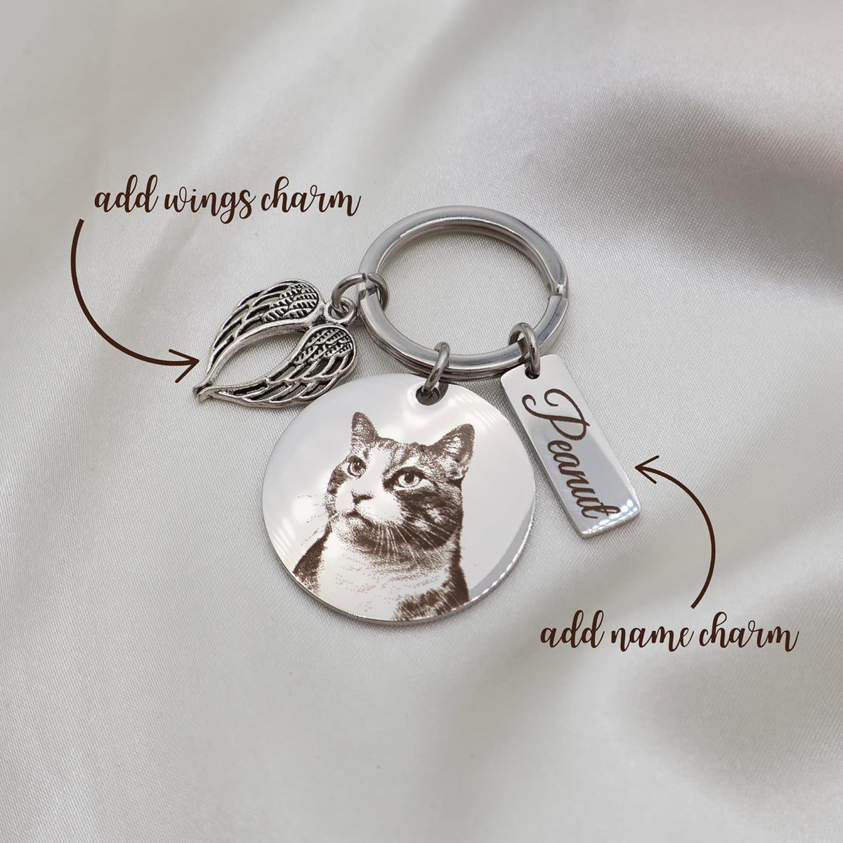 Personalized Pet Photo Engraved Keychain – Custom Dog or Cat Portrait Keepsake – Stainless Steel