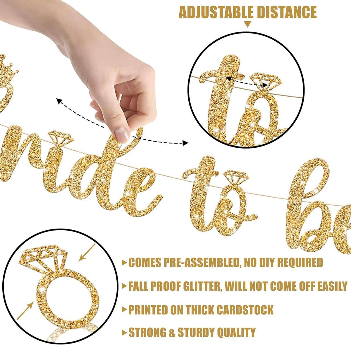 KatchOn, Glitter Bride to Be Banner Gold - 10 Feet, No DIY | Bridal Shower Banner for Bridal Shower