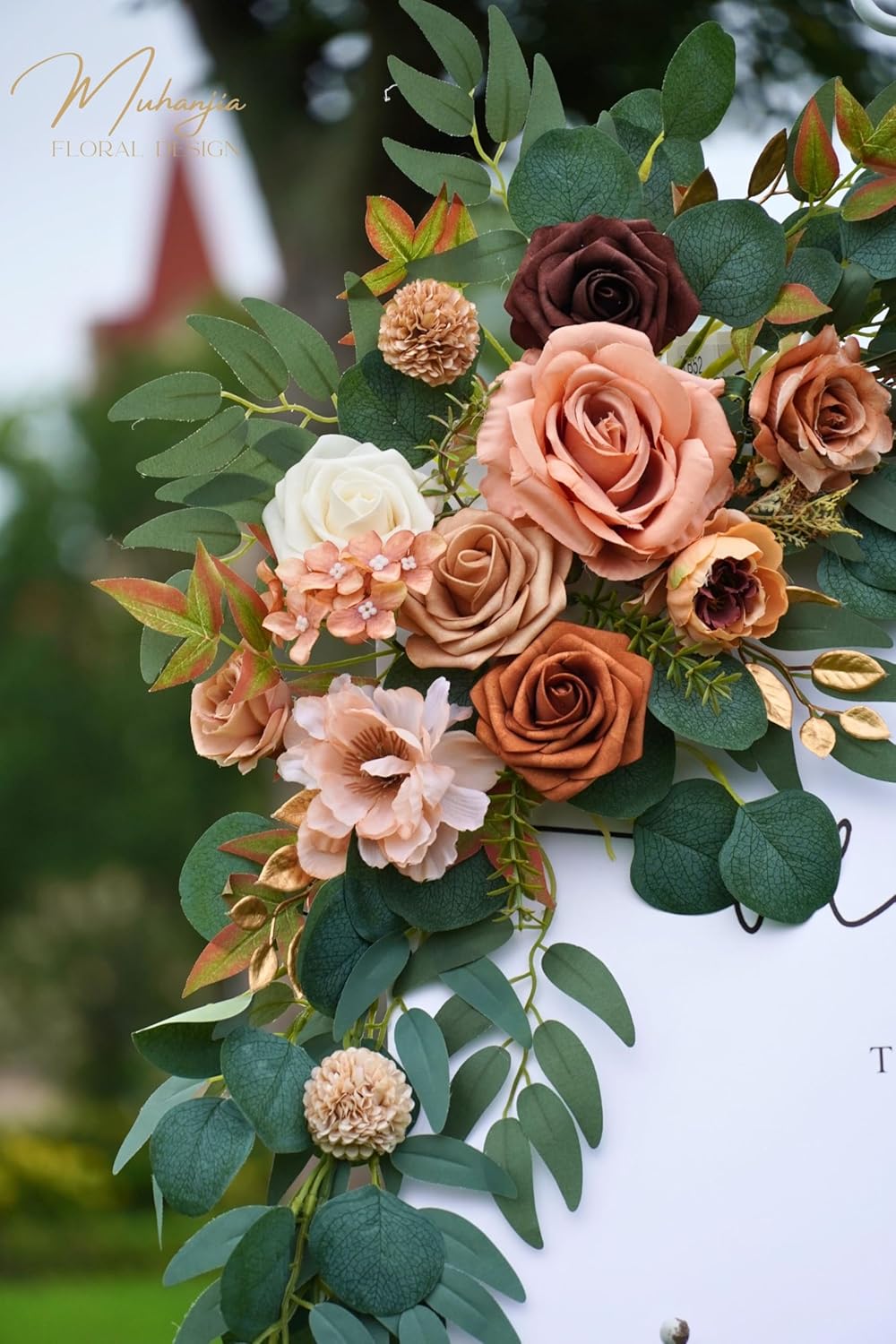 Wedding Sign Faux Flower Swag (Pack of 2) for Ceremony Party Reception Entrance Floral Decor Wall