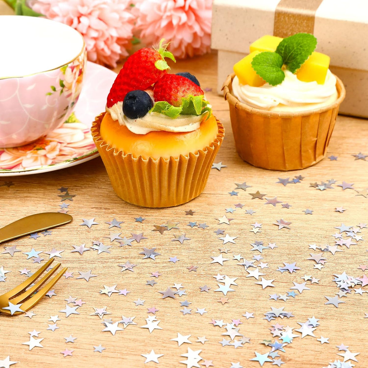 MARFOREVER Holographic Star Confetti, Glitter Star Confetti Birthday Star Scatter Table Iridescent
