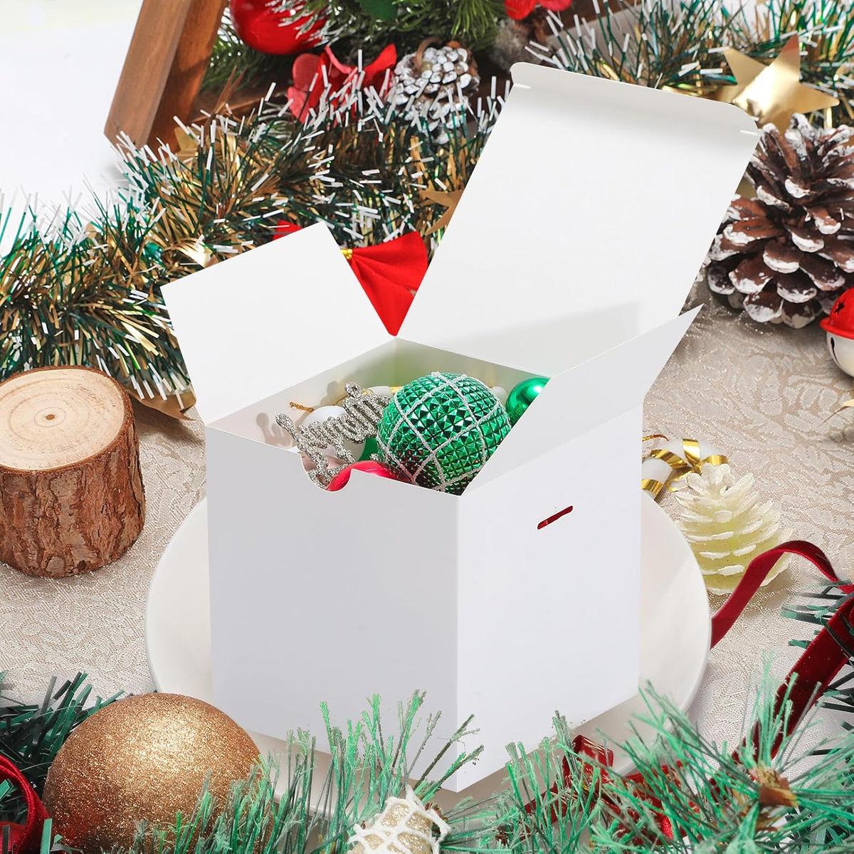 DOYIDE Small Gift Boxes, 20 Pack 5x5x5 Inch White Elegant Paper Boxes with Ribbons, Crafting