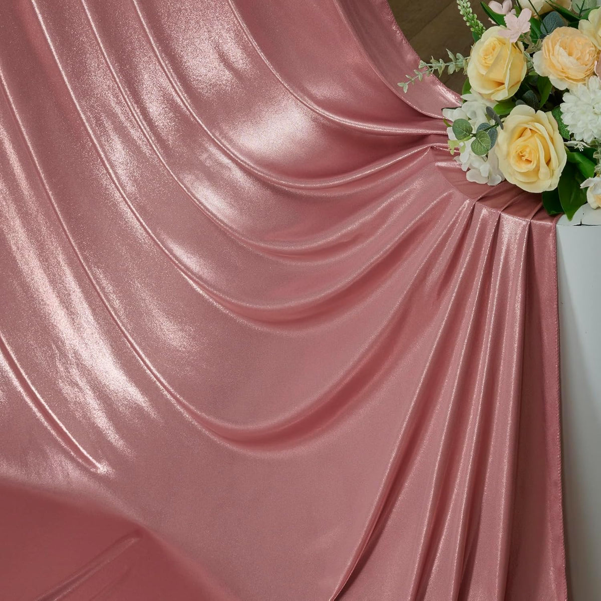 10x10ft Thick Rose Gold Glitter Backdrop Curtain Panels for Parties, Wrinkle Free Sequin Sparking