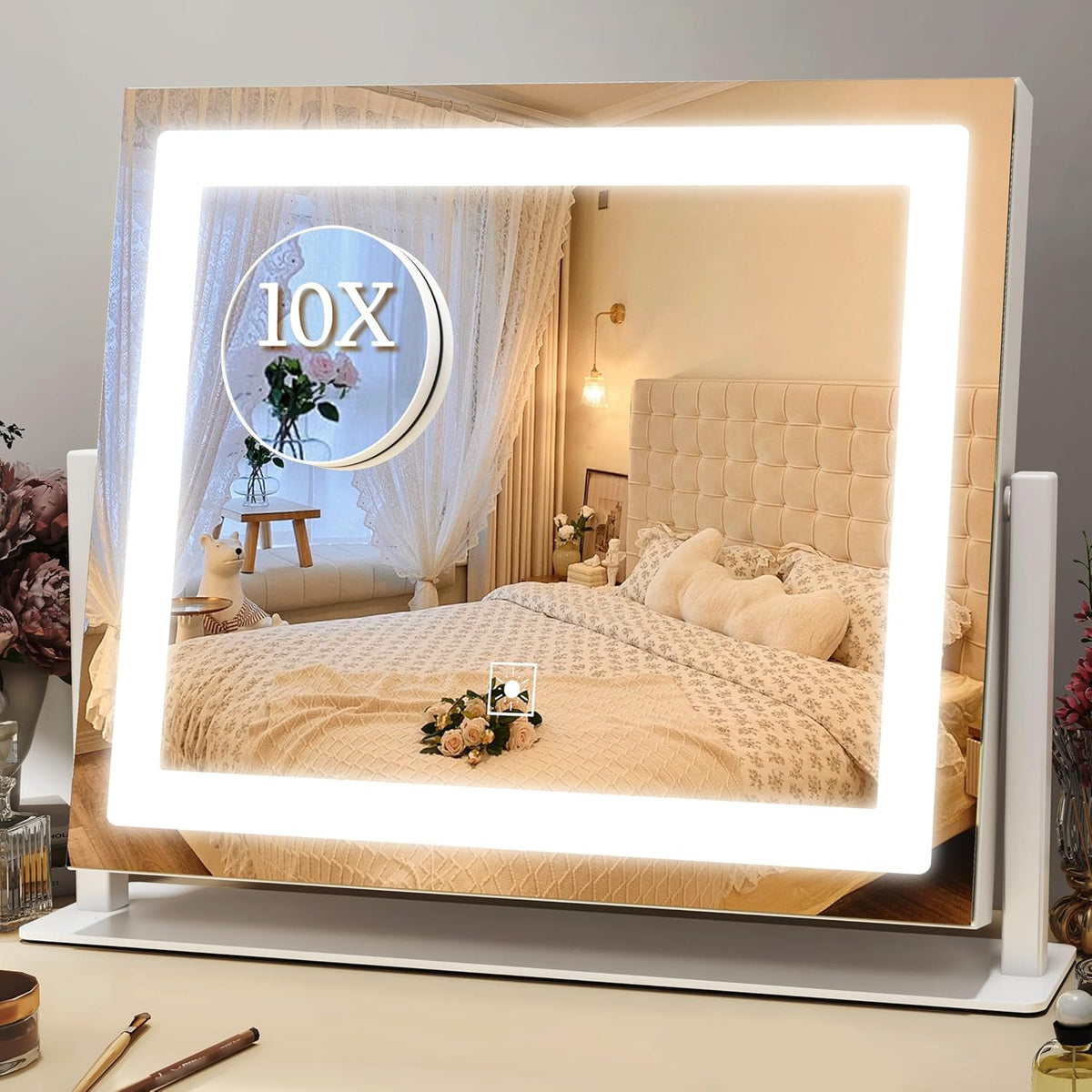 16x12 Inch Vanity Mirror with Lights, Lighted Makeup Mirror with 10X Magnification, Smart Touch 3