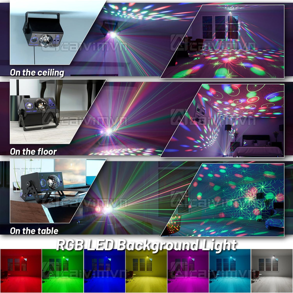 Party Lights Dj Disco Ball Light, LED Stage Strobe Lights Sound Activated with Remote Control for