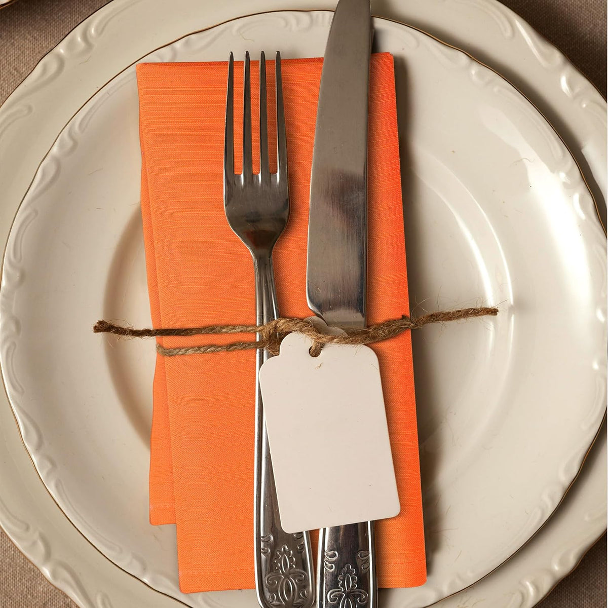 Urban Villa Cloth Napkins Halloween Dinner Napkins Solid Orange Color 20''x20'' (Set of 12) 100%