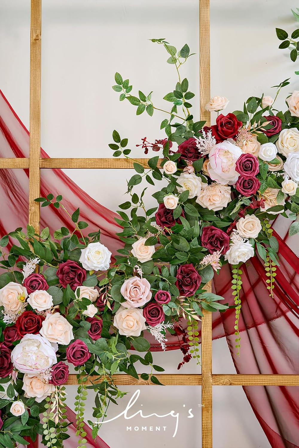 Ling's Moment 9FT Spring Flower Garland - Wedding Arch Flowers, Eucalyptus & Rose, Artificial