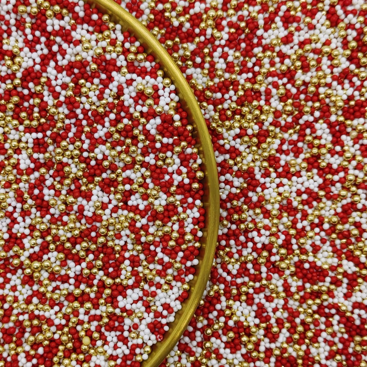 Edible Red & White & Super Gold Pearl Sugar Sprinkles Candy 2mm Mini Pearls Cake Decorations