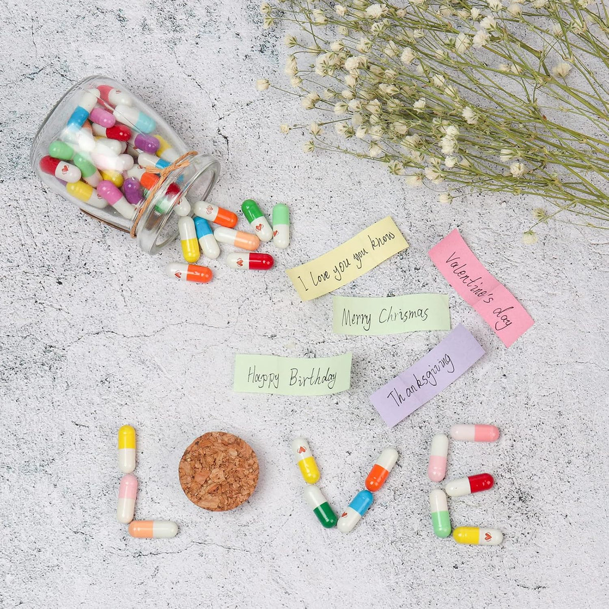 Capsule Letters Message in a Glass Bottle for Valentine's Day, Birthday,Thanksgiving