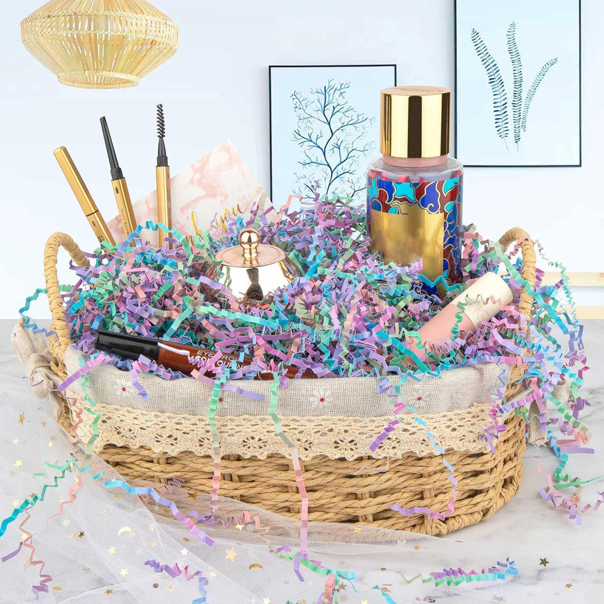 Caleihd Crinkle Cut Paper Grass Cushion Paper Streamer for Christmas Wedding Birthday Bridesmaid
