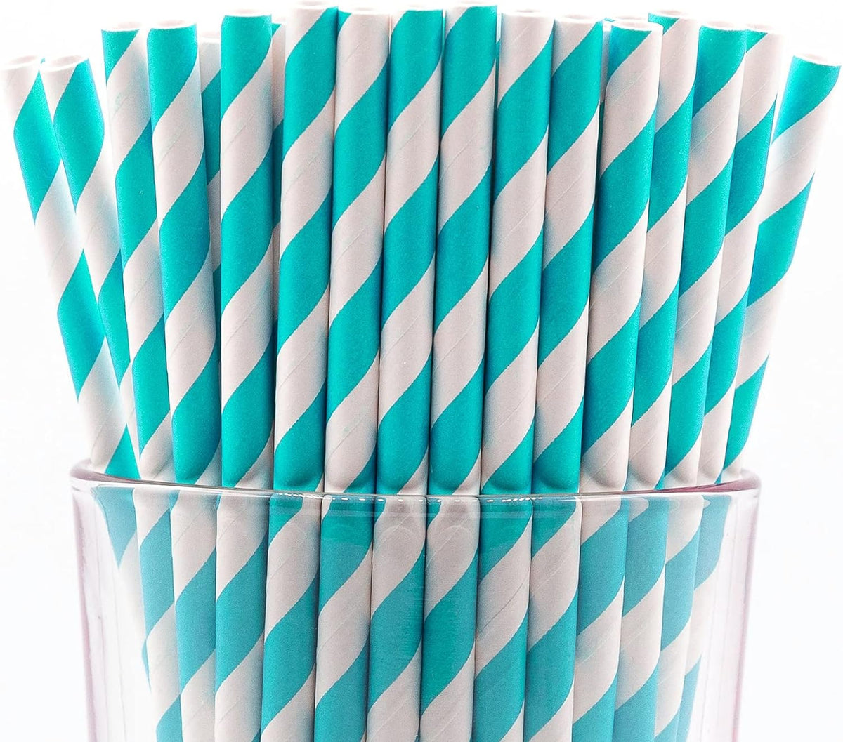 Pack of 900 Turquoise Swirls Biodegradable 4-Ply Paper Drinking Straws (Compostable, Non-toxic