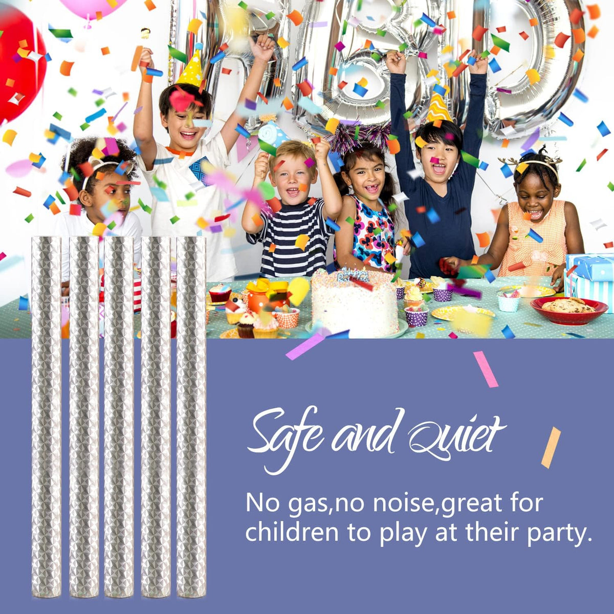 BATTIFE 7Pack Confetti Wands, Colorful Tissue Paper Flick Flutter Sticks, Confetti Shoots Poppers