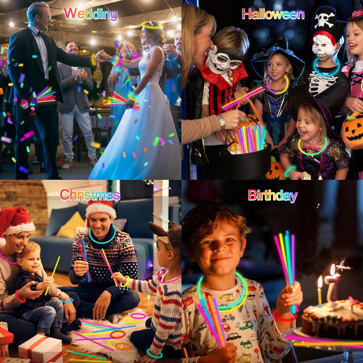 Halloween Glow Sticks Bulk Party Pack- Ultra Bright 500pk Glow in the Dark Party Favors, Glow