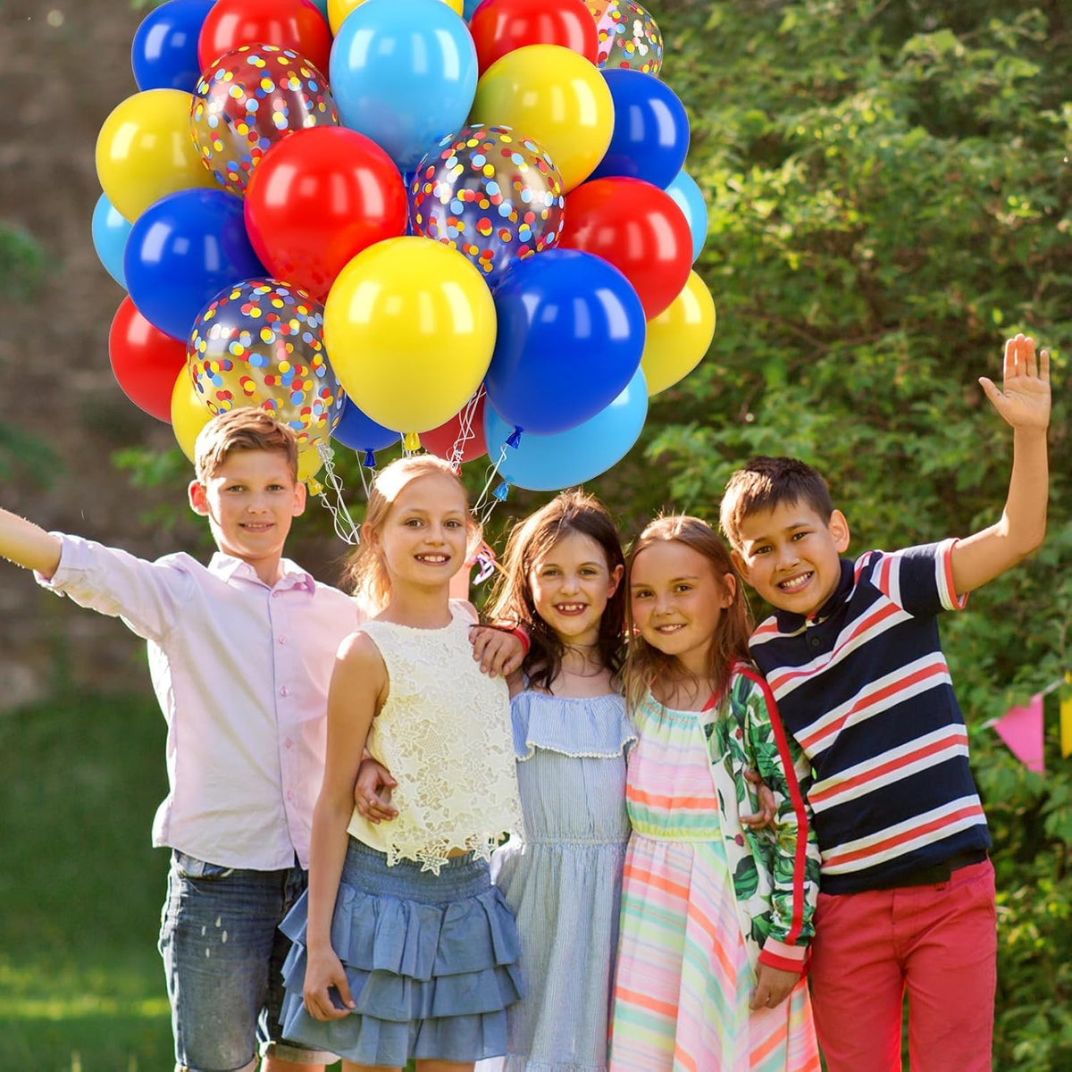 Red Yellow Blue Balloons, 50 Pcs Carnival Circus Party Balloons, 12 Inch Royal Light Blue mattee