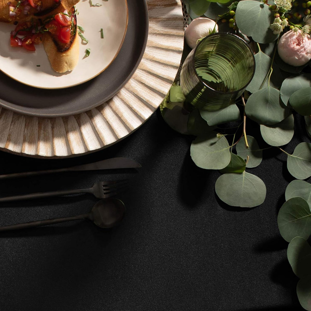 Gee Di Moda Rectangle Tablecloth - 60 x 102 Inch Black Table Cloth for 6 Foot Rectangle Table