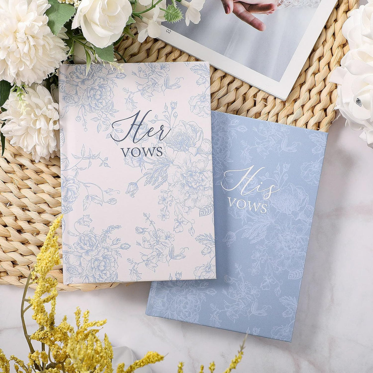 Set of 2 Vow Books His and Hers, Wedding Vow Books (6.06x4.17) Wedding Keepsake Essentials Elegant