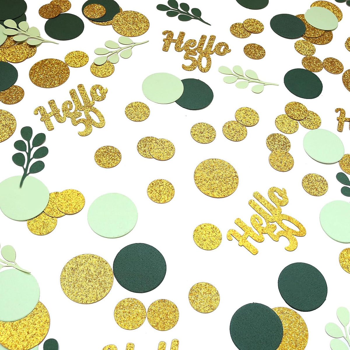 300PC Gold Glitter and Sage Green Happy 50th Birthday Decorations for Men/Women Greenery 50th