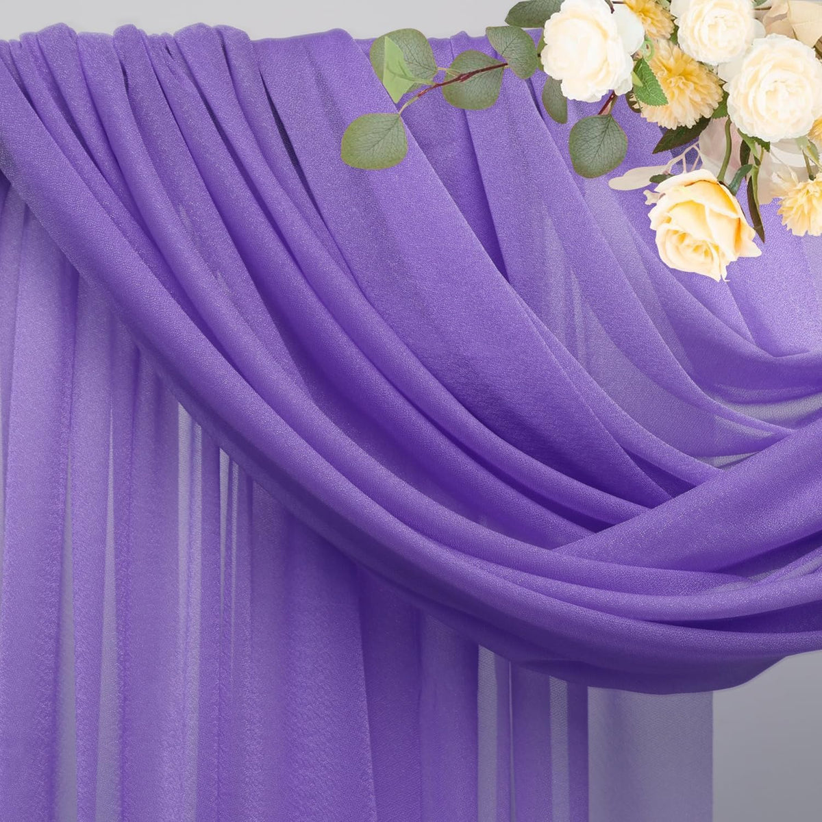 Wokceer Lavender Purple Wedding Arch Draping Fabric Backdrop 4 Panels 28.7" X 20FT Sheer Drapes