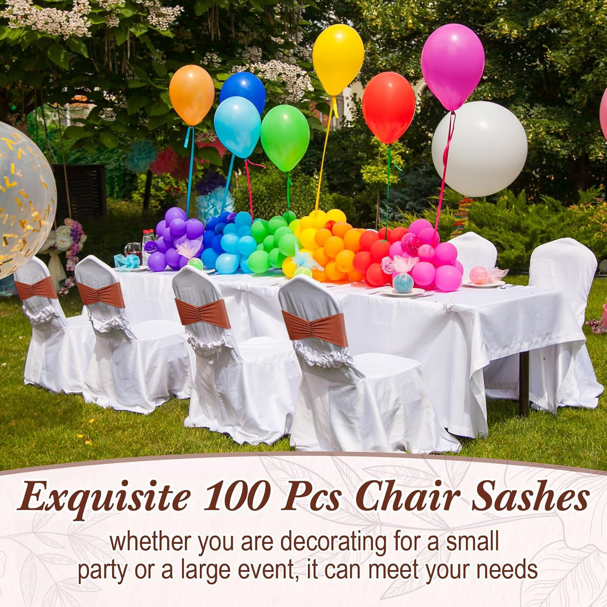 Moukeren 100 Pcs Spandex Chair Sashes Bows Bands Slider Sashes for Chair Covers Elastic Bands Ties