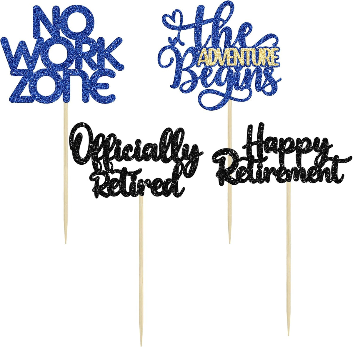 24Pcs Happy Retirement Cupcake Toppers Officially Retired Cake Toppers No Work Zone Adventure