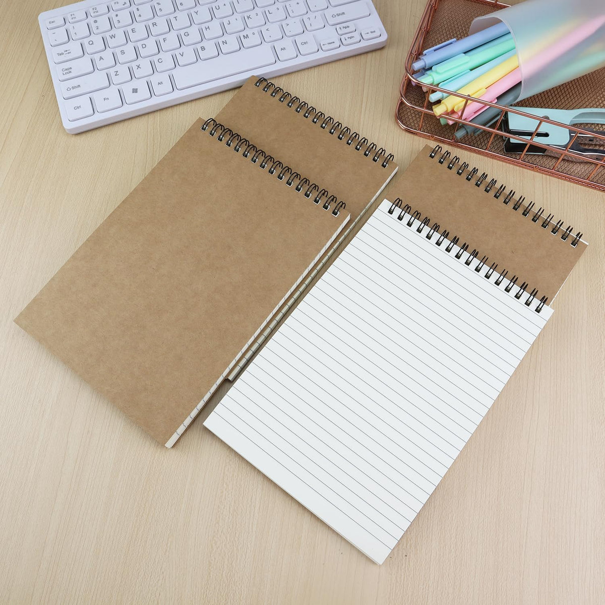 4 Pcs Top Bound Spiral Notebook,8.3 inch x 5.8 inch,60 Sheet,7mm College Ruled Paper,A5 Spiral Note