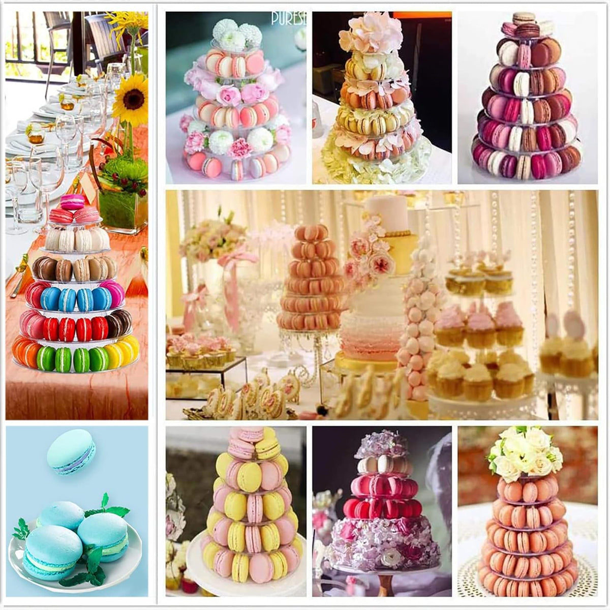6 Tiers Round Macaron Tower Stand Plastic Cake Stand Macaron Display Rack Desserts Cupcake Holder