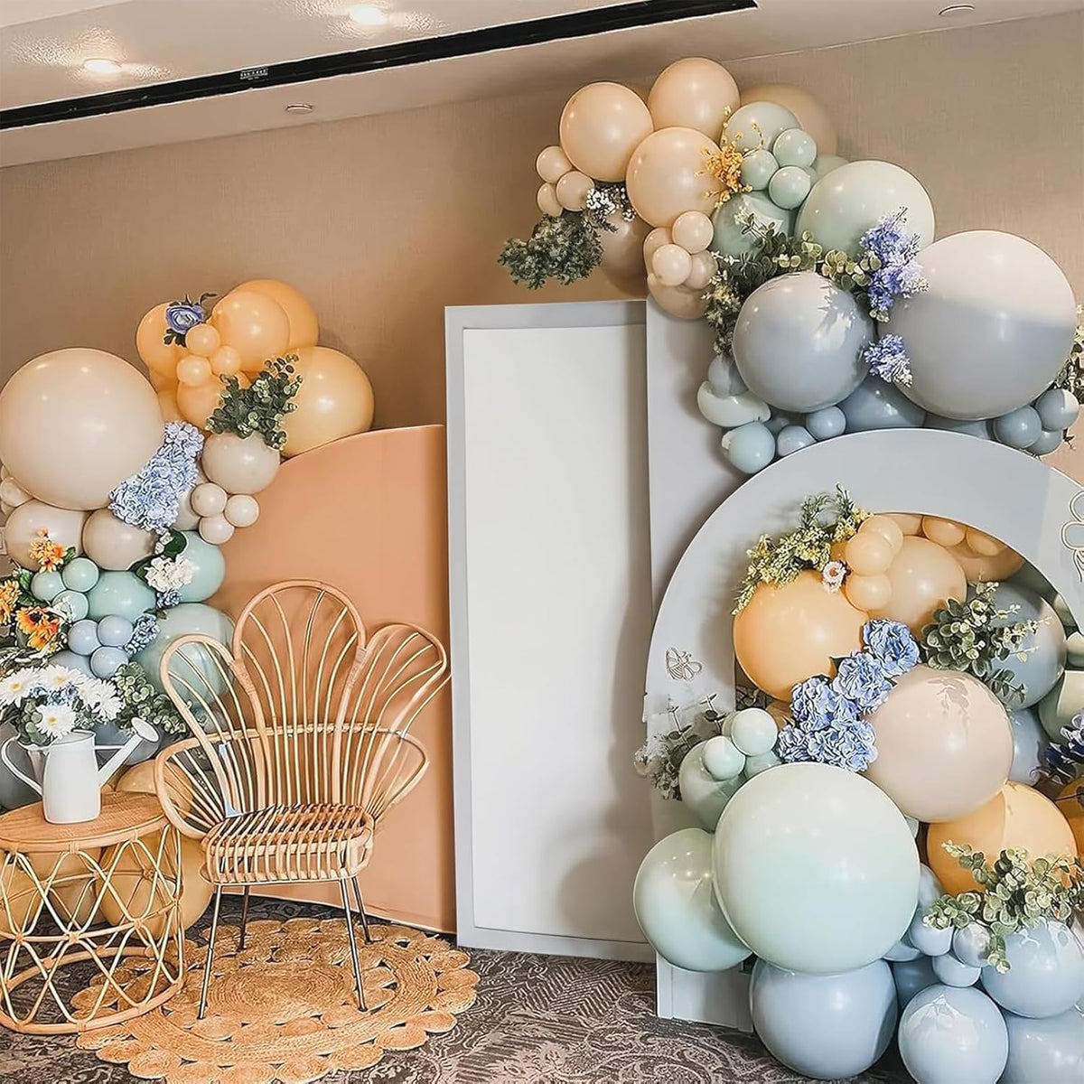 Sage Green Dusty Blue Balloons, 12 Inch Retro Slate Light Blue Olive Green White Sand Beige Nude