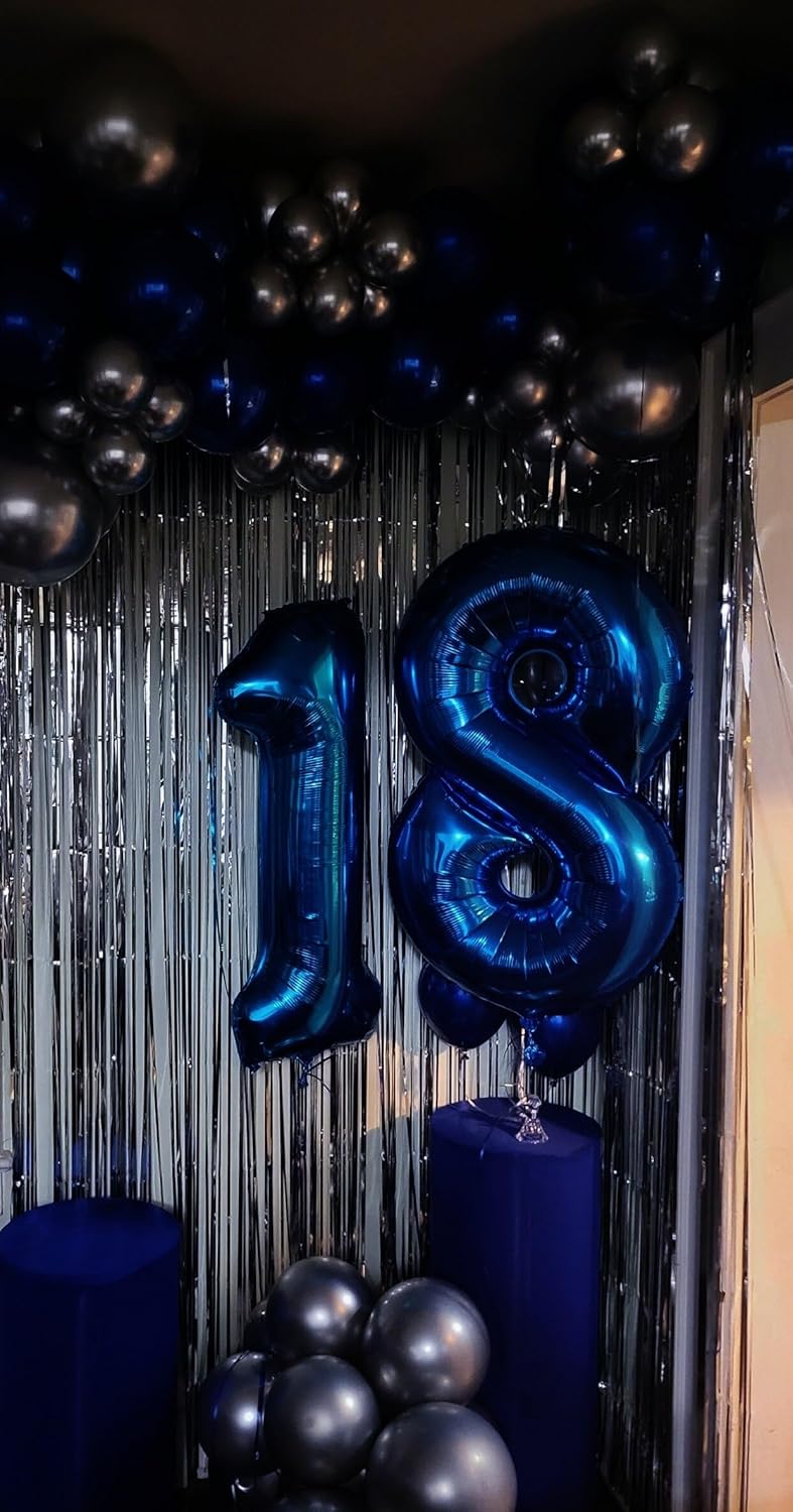 Helium Foil Night Blue Number 8 Balloon 40 Inch, Mylar Eight Numbers 8 18 28 38 48 58 80 88