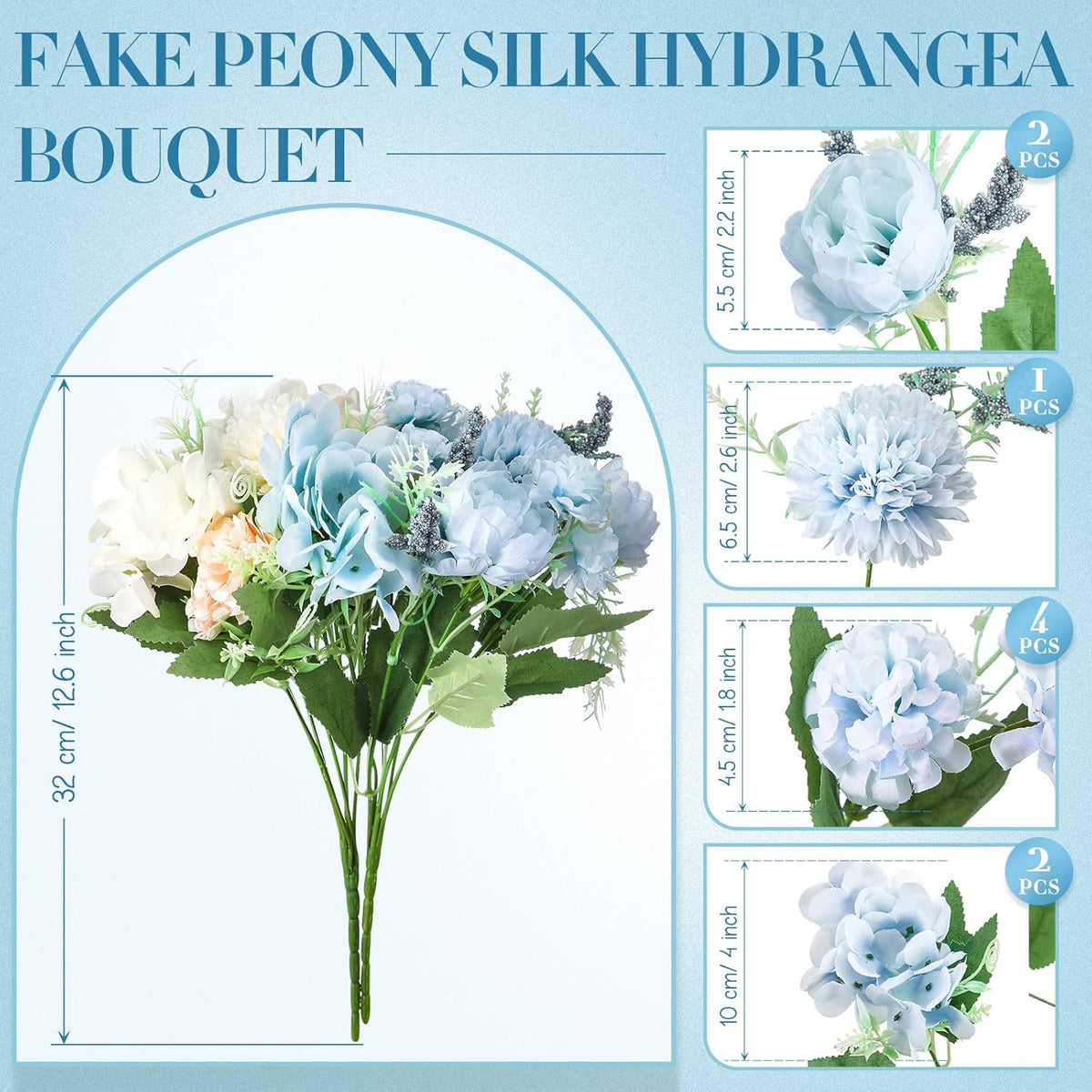 Tigeen Artificial Flowers Artificial Peonies Silk Flowers Faux Peony Fake Peony Silk Hydrangea