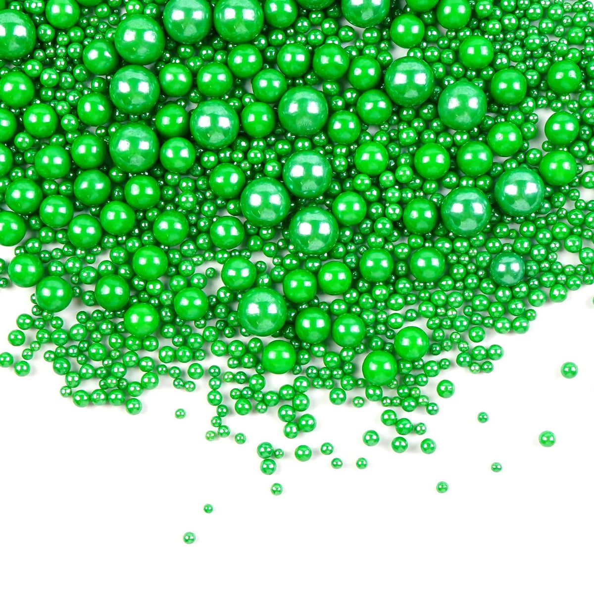 Christmas Edible Green Pearl Sprinkles, Edible Sugar Pearls for Cake Decorating, Cake Decorations