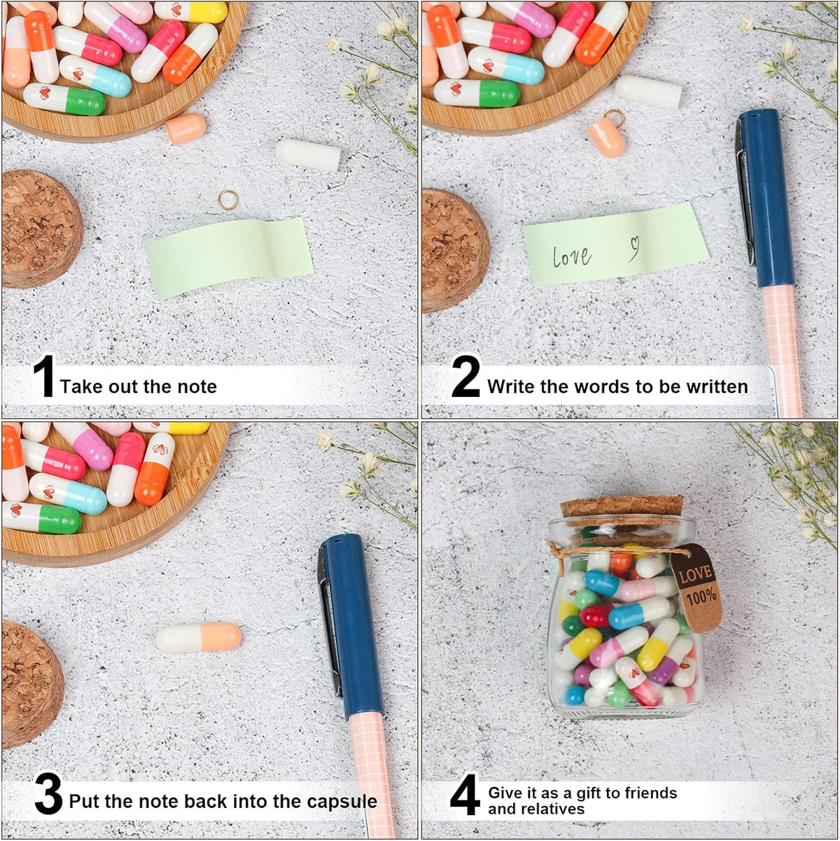 Capsule Letters Message in a Bottle - Love Letter for Valentine's Day, Birthday,Long Distance