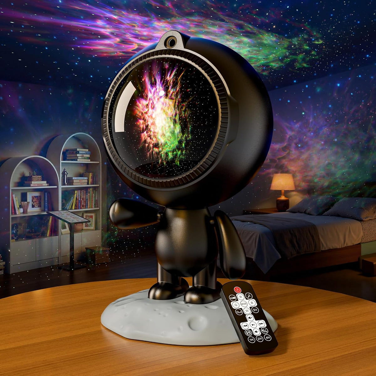 AIRIVO Star Projector,Astronaut Galaxy Projector Night Light Bluetooth Speaker with Remote,White