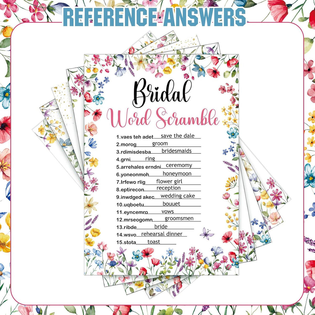Estune 331 Pcs Bridal Shower Games Supplies, 5 Sets 250 Pcs Wedding Cards 1 Put a Ring on It Bridal
