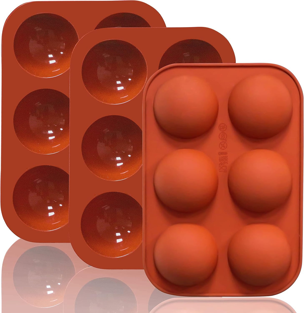 6 Holes Medium Semi Sphere Silicone Molds, 3 Packs Half Sphere Silicone Baking Molds for Making