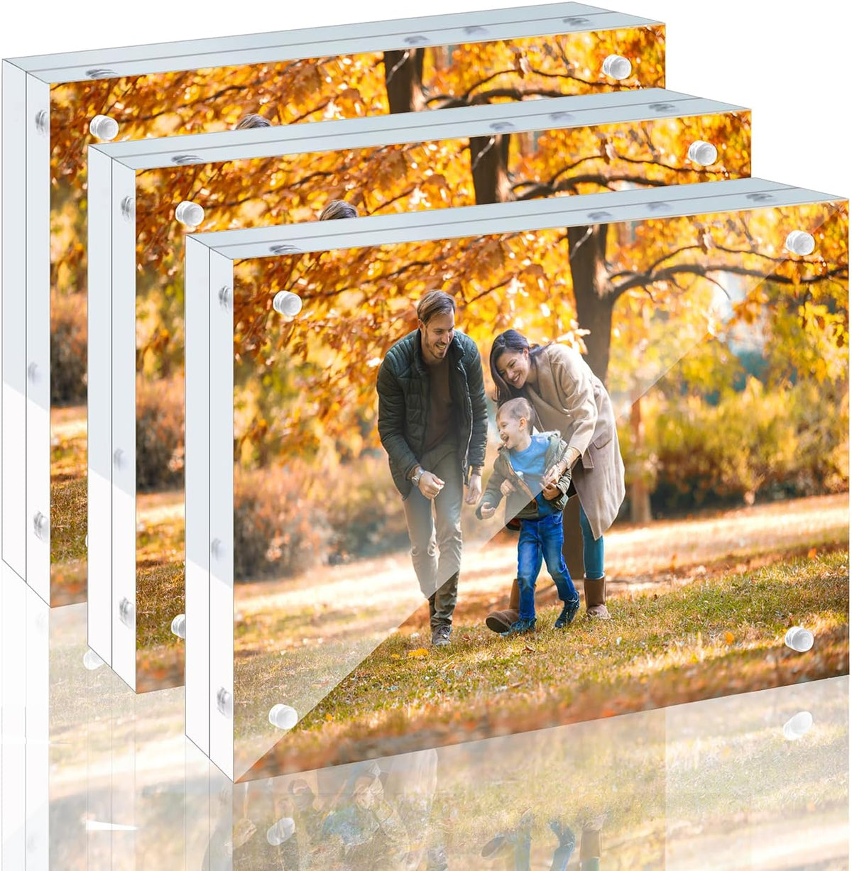 3 Pack 5x7 Acrylic Picture Frames - 20% Thicker Double Sided Magnetic Frame with UV Protection